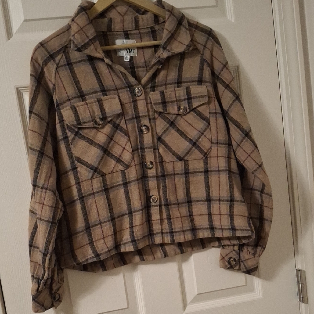 YMI Tan and Black Utility Jacket with Soft Fabric